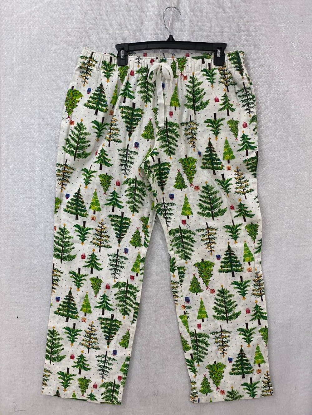 Old Navy Christmas Tree Flannel Pajama Pants Women's L Pine Green Pockets Cotton